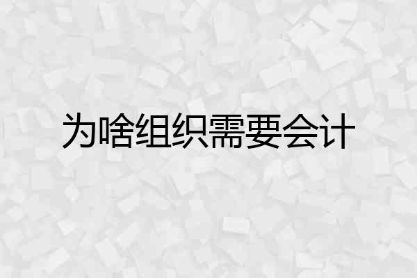 为啥组织需要会计