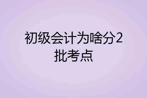 初级会计为啥分2批考点