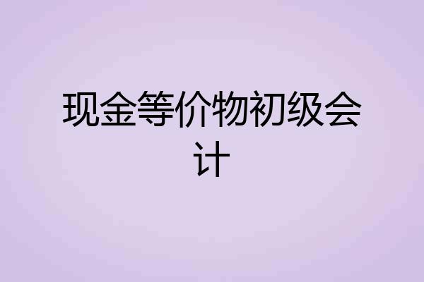 现金等价物初级会计