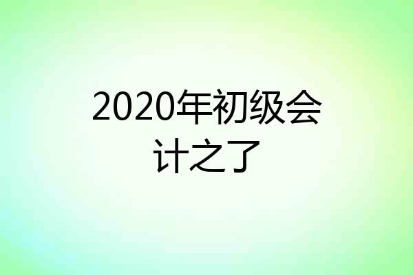 2020年初级会计之了