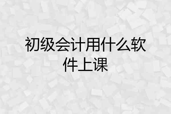 初级会计用什么软件上课