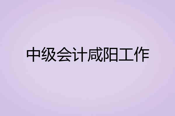 中级会计咸阳工作