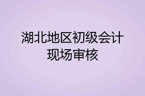 湖北地区初级会计现场审核
