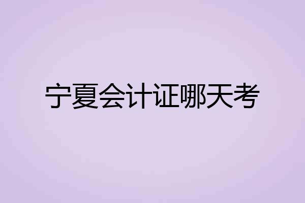 宁夏会计证哪天考