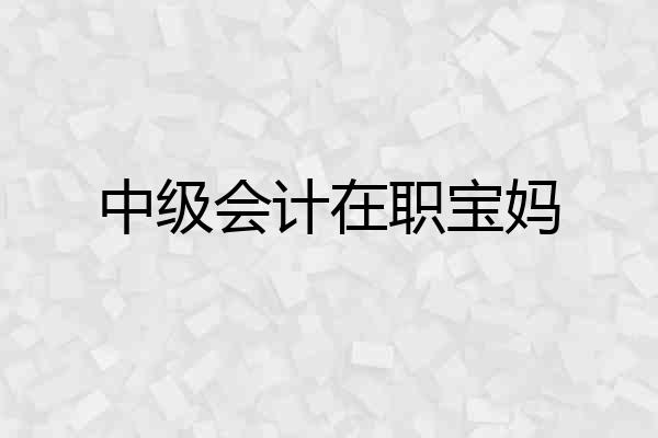 中级会计在职宝妈