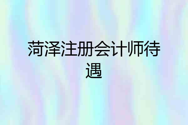 菏泽注册会计师待遇