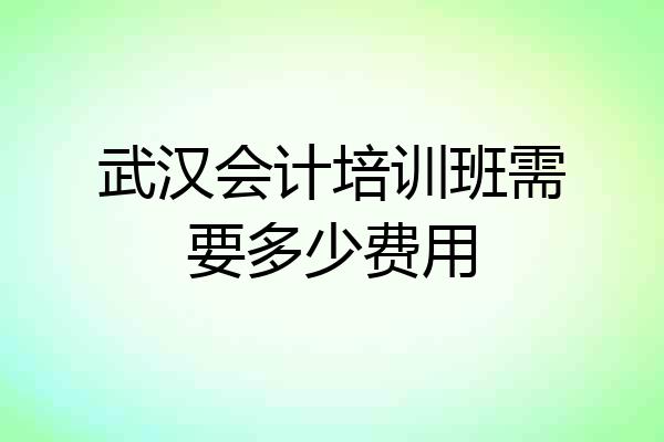 武汉会计培训班需要多少费用