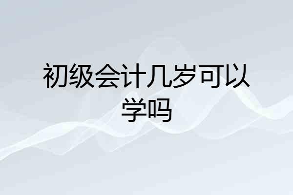 初级会计几岁可以学吗