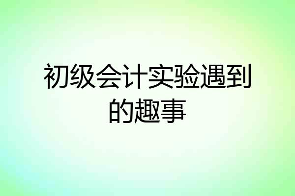 初级会计实验遇到的趣事