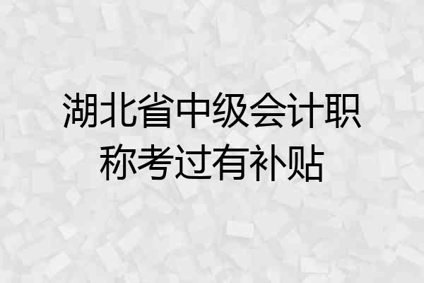 湖北省中级会计职称考过有补贴