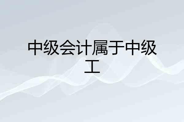 中级会计属于中级工
