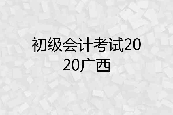 初级会计考试2020广西