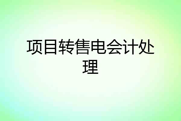 项目转售电会计处理