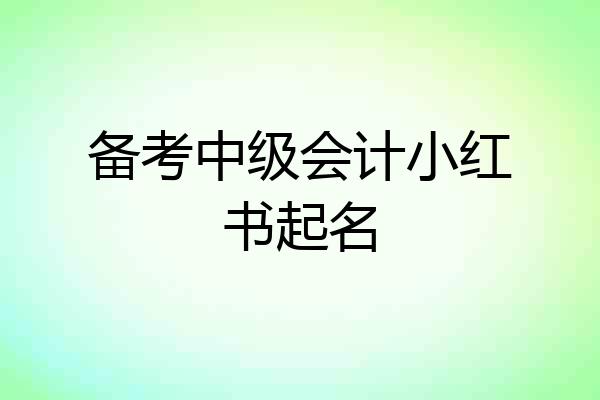 备考中级会计小红书起名