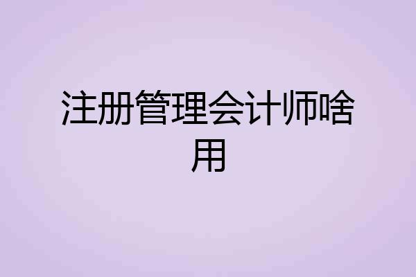 注册管理会计师啥用