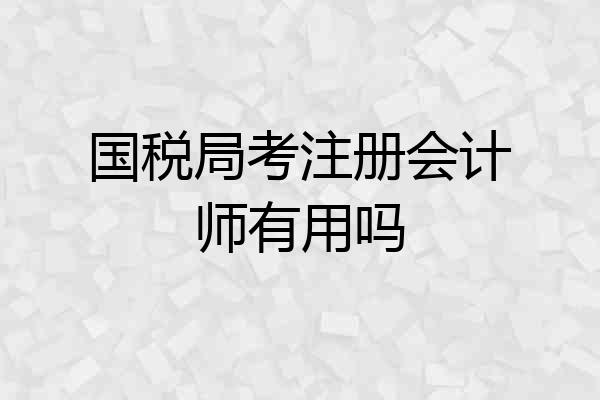 国税局考注册会计师有用吗
