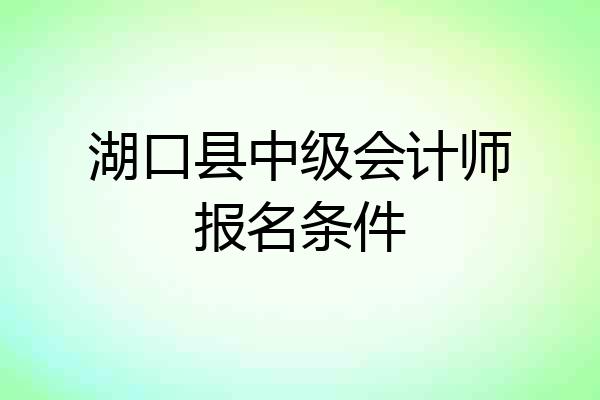 湖口县中级会计师报名条件