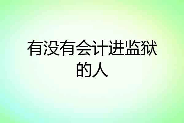 有没有会计进监狱的人