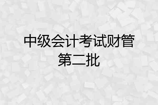 中级会计考试财管第二批