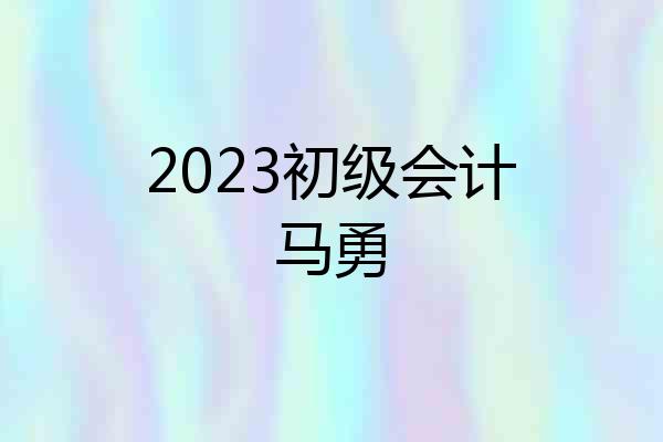 2023初级会计马勇