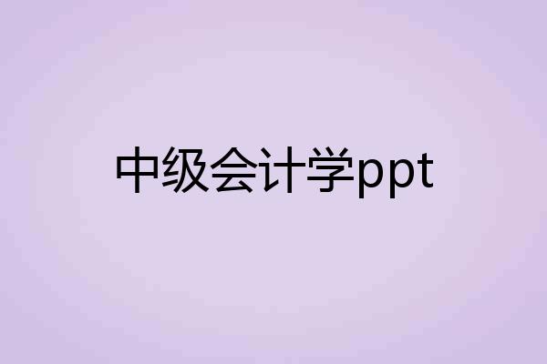 中级会计学ppt