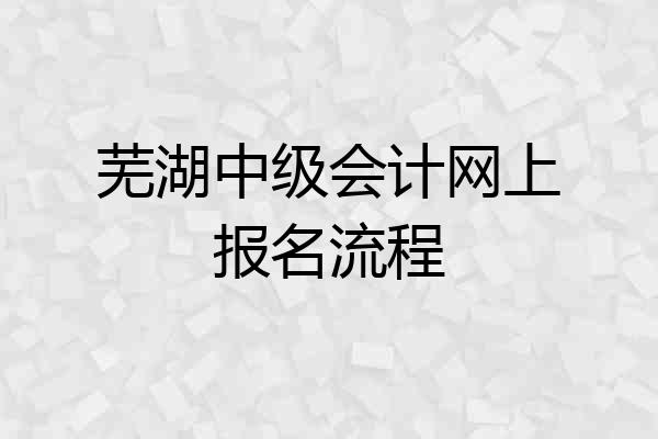 芜湖中级会计网上报名流程