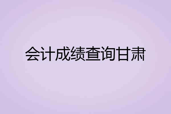 会计成绩查询甘肃