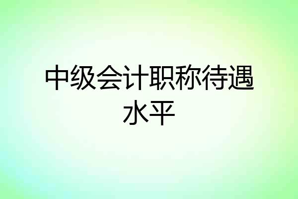 中级会计职称待遇水平
