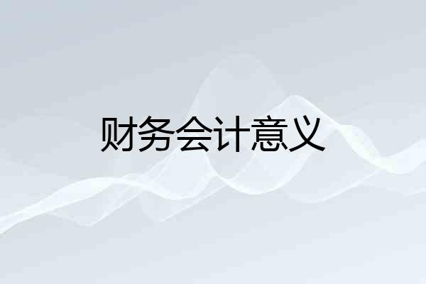 财务会计意义