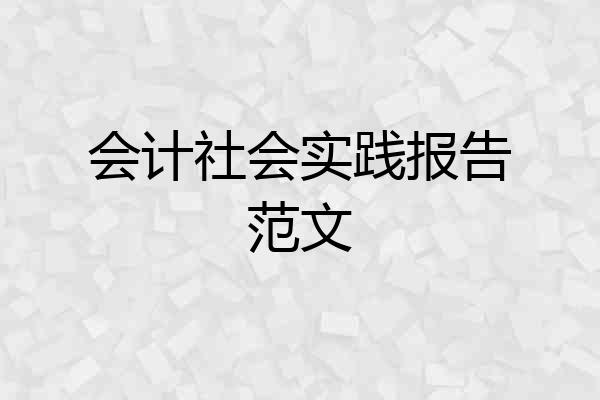 会计社会实践报告范文