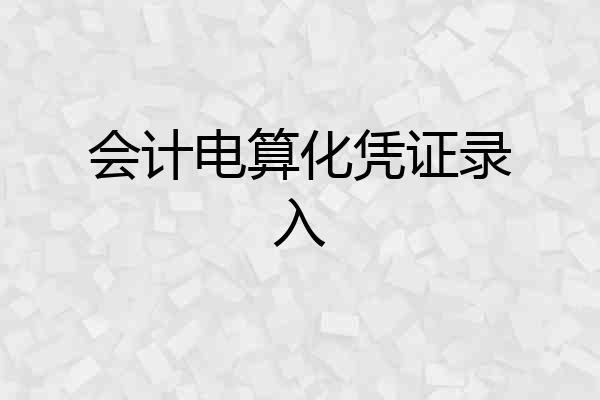 会计电算化凭证录入