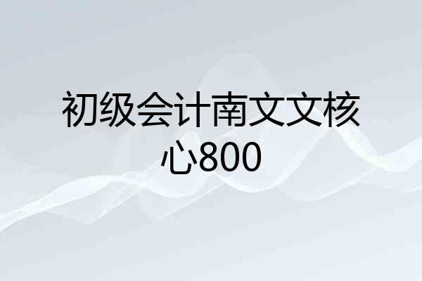 初级会计南文文核心800