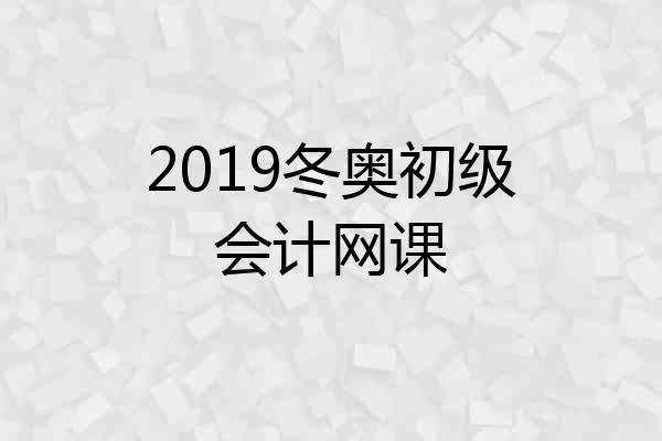 2019冬奥初级会计网课