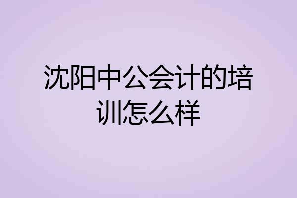 沈阳中公会计的培训怎么样