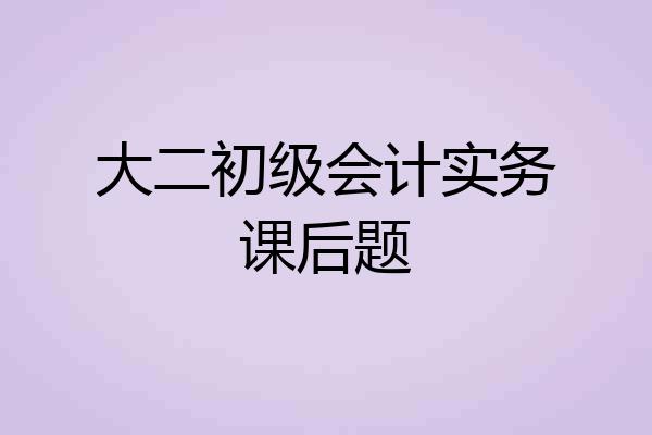大二初级会计实务课后题
