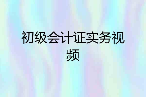 初级会计证实务视频