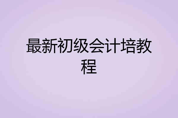 最新初级会计培教程