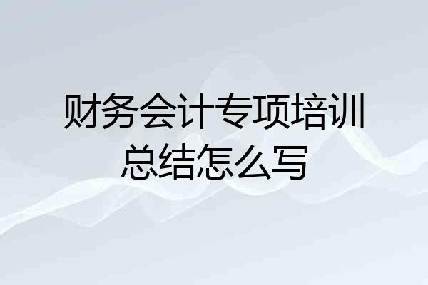 财务会计专项培训总结怎么写