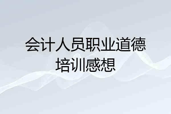 会计人员职业道德培训感想