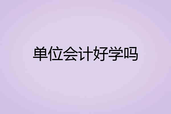 单位会计好学吗