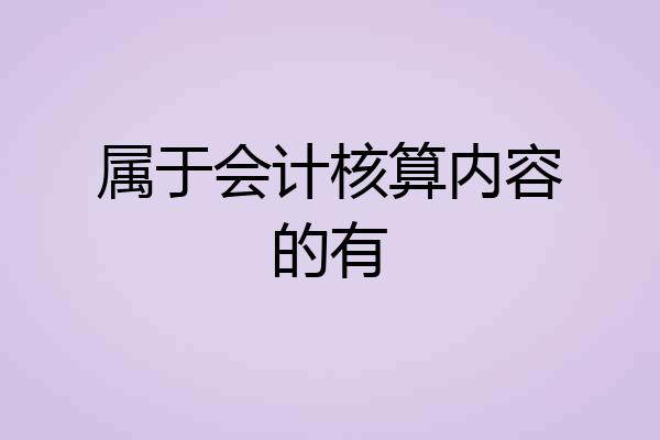 属于会计核算内容的有