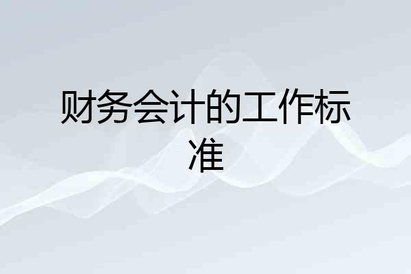 财务会计的工作标准