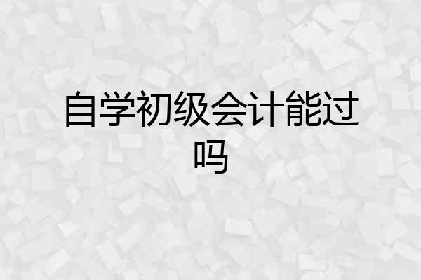 自学初级会计能过吗