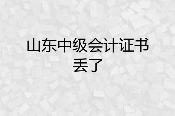 山东中级会计证书丢了