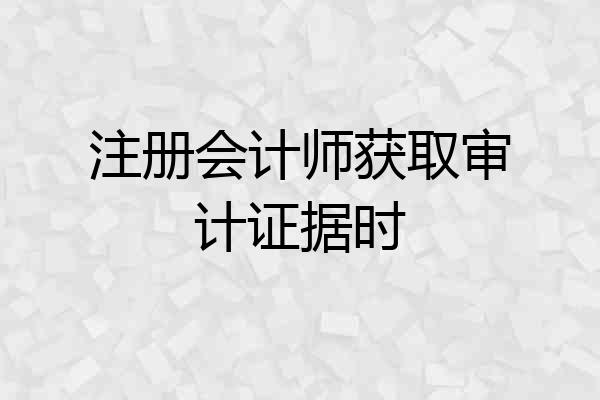 注册会计师获取审计证据时