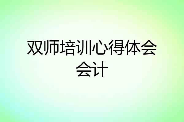 双师培训心得体会会计