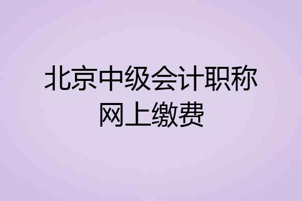 北京中级会计职称网上缴费