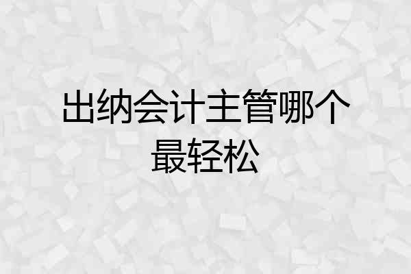出纳会计主管哪个最轻松