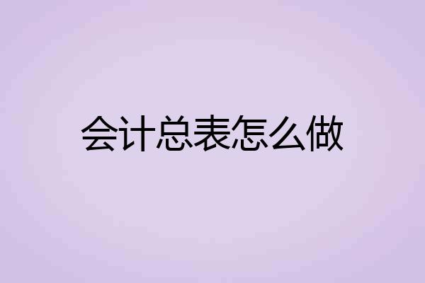 会计总表怎么做