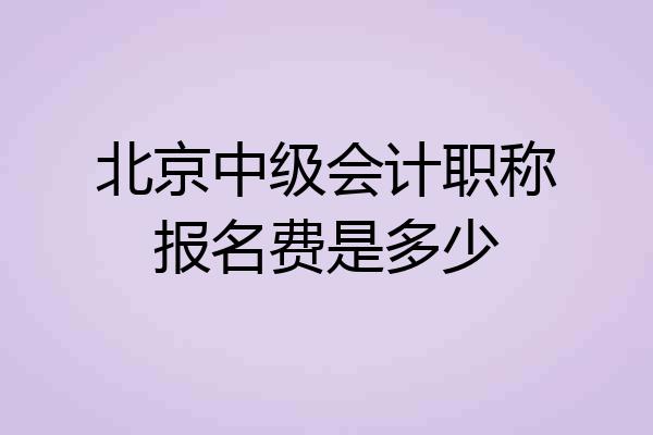 北京中级会计职称报名费是多少